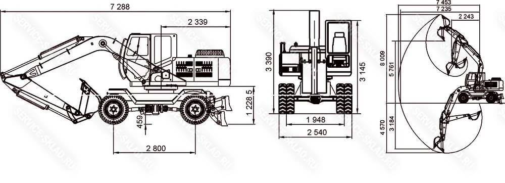 Схема Колесный экскаватор Lonking CDM6155W