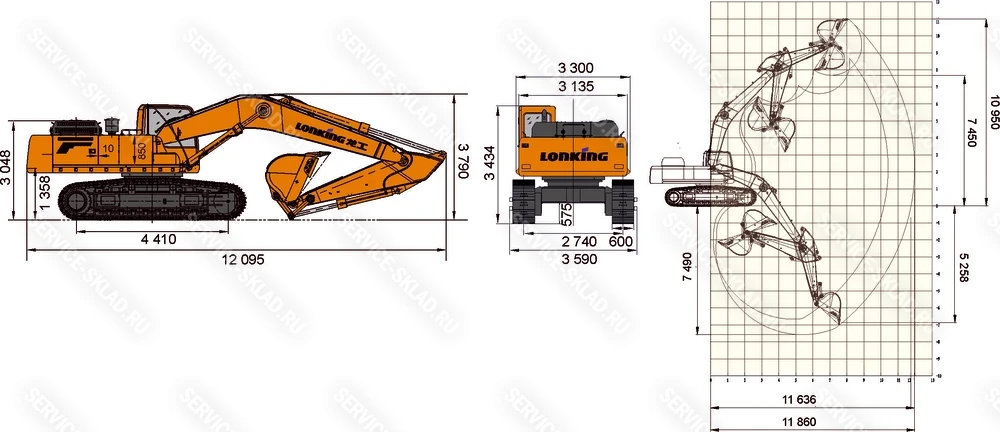 Схема Гусеничный экскаватор Lonking CDM6490