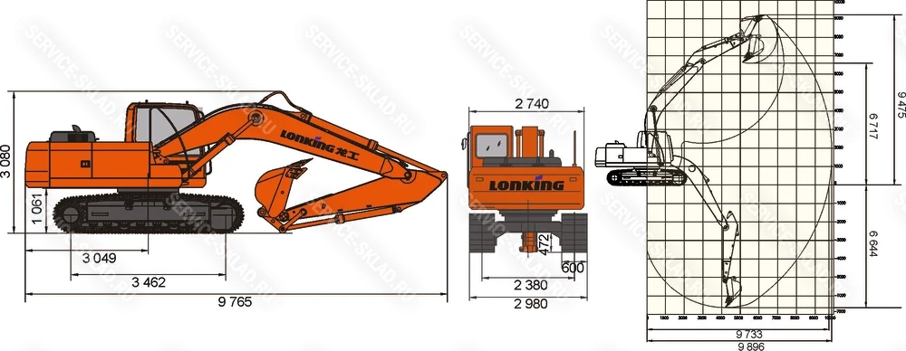 Схема Гусеничный экскаватор Lonking CDM6225E2