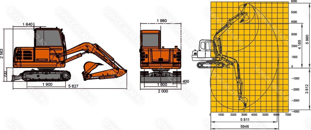 Схема Гусеничный экскаватор Lonking CDM6060